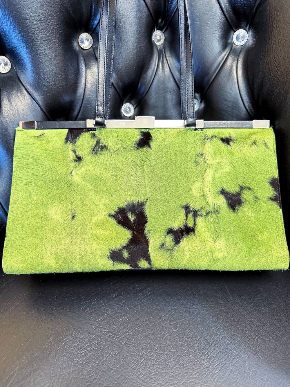 Vintage Gucci by Tom Ford F/W 1999 Green & black pony hair shoulder bag EXTREMEL - Picture 4 of 15
